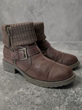 Boc Born Concept Knit Cuffed Casual Low Block Heel Ankle Boots